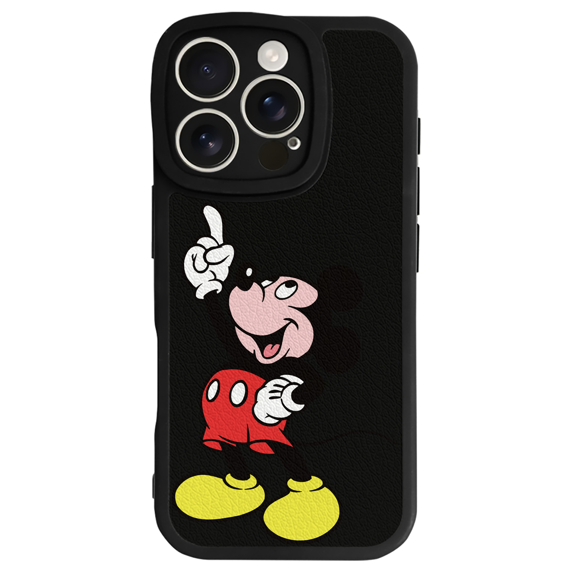 （画像用） ミッキーマウス Mickey Mouse 【iPhone 16シリーズ対応】シリコンスマホケース（レザー調） 材質：シリコン